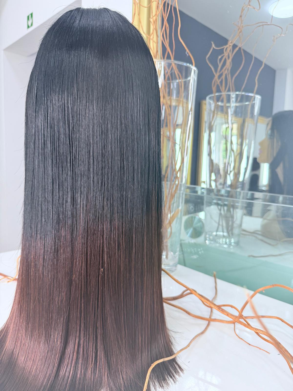 Vietnamese Straight Human Hair Wig with a Natural Ombre Tone