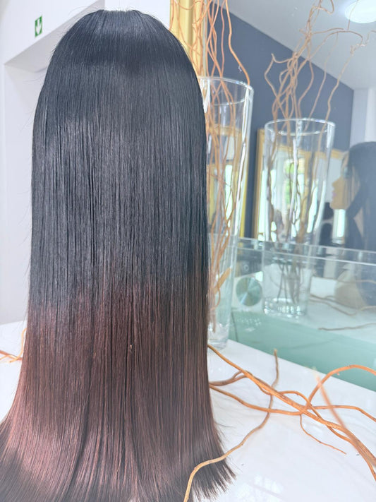 Vietnamese Straight Human Hair Wig with a Natural Ombre Tone